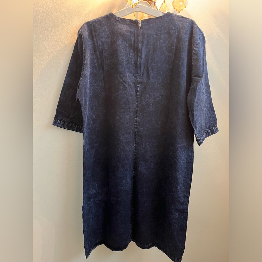Hard Tail  Blue Denim Midi Dress With 2 Pocket in Front Look Size L, NWOT - Picture 3 of 9
